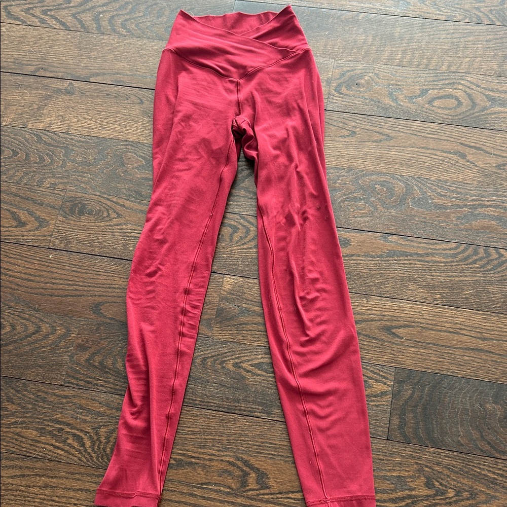 Aerie Red High-Waisted Cross Over  Leggings